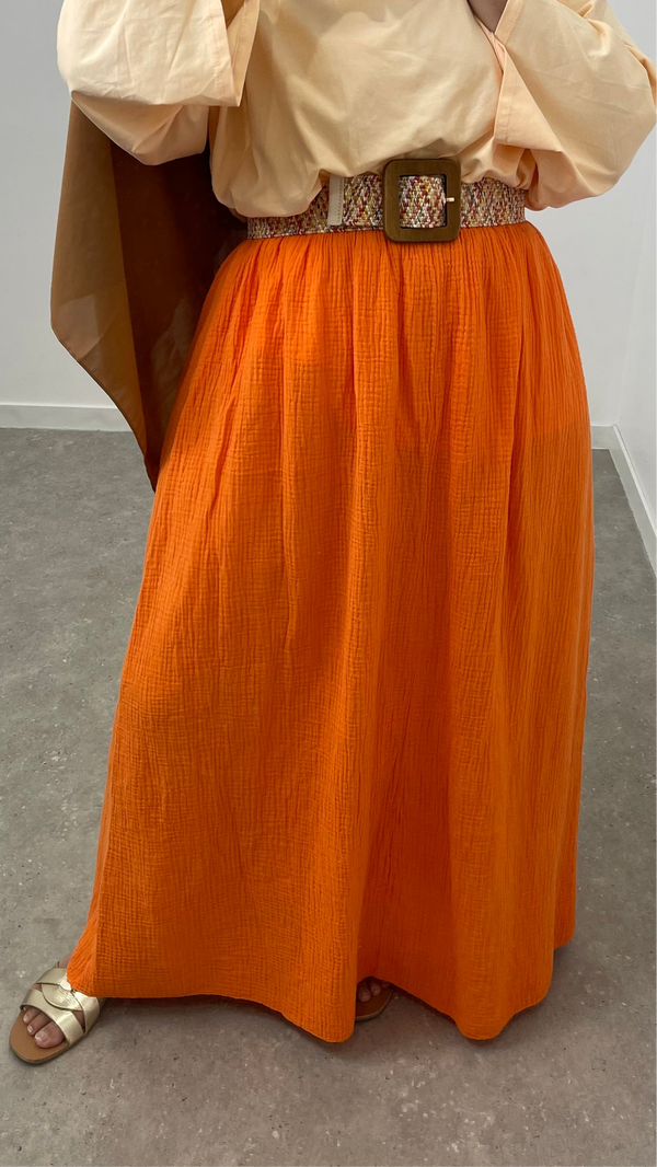 Jupe gaze coton orange