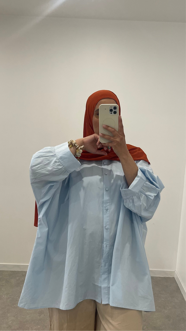 Chemise oversize popeline bleu ciel