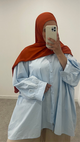 Chemise oversize popeline bleu ciel