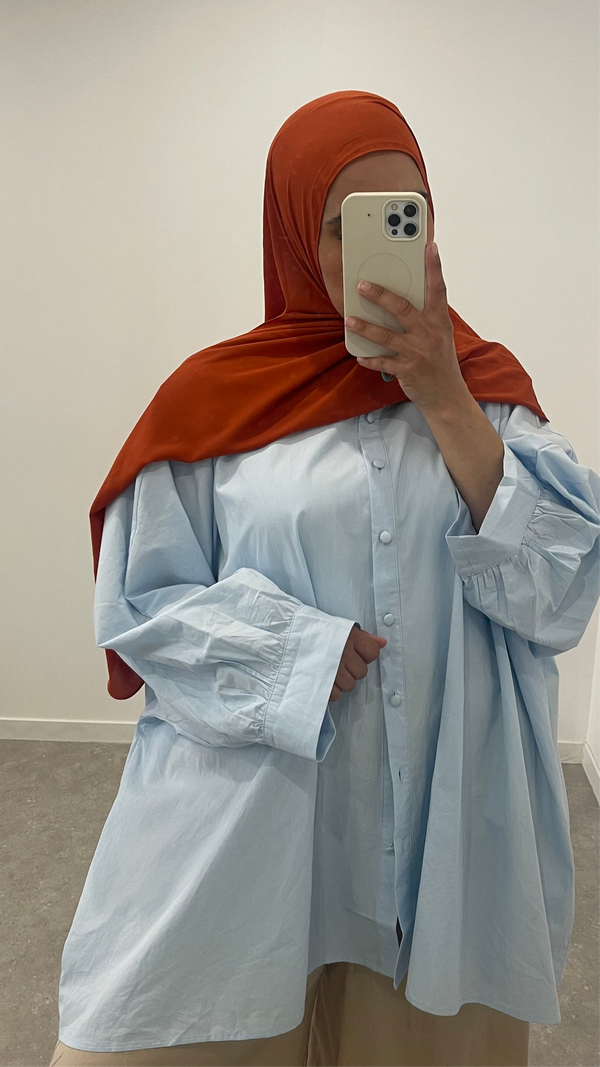 Chemise oversize popeline bleu ciel