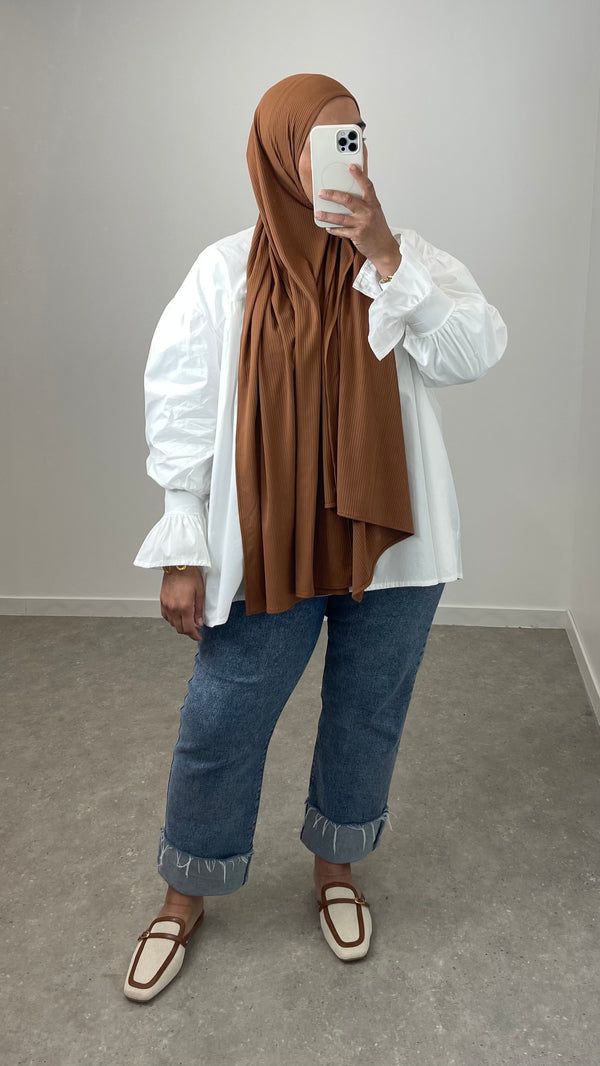 Chemise en popeline manche bouffante