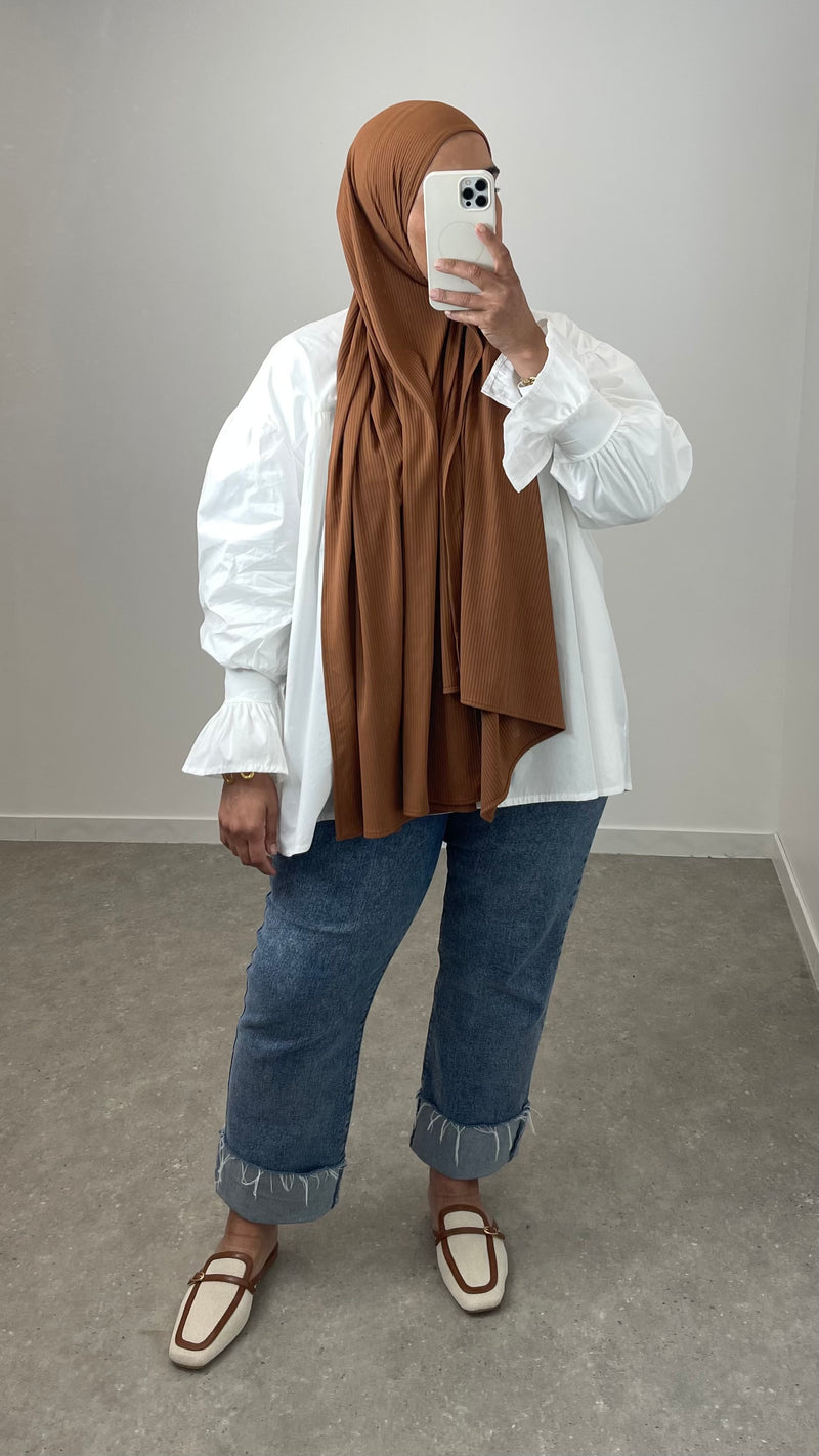 Chemise en popeline manche bouffante