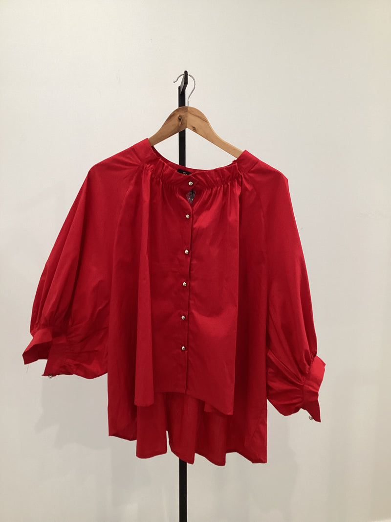 Chemise popeline large rouge