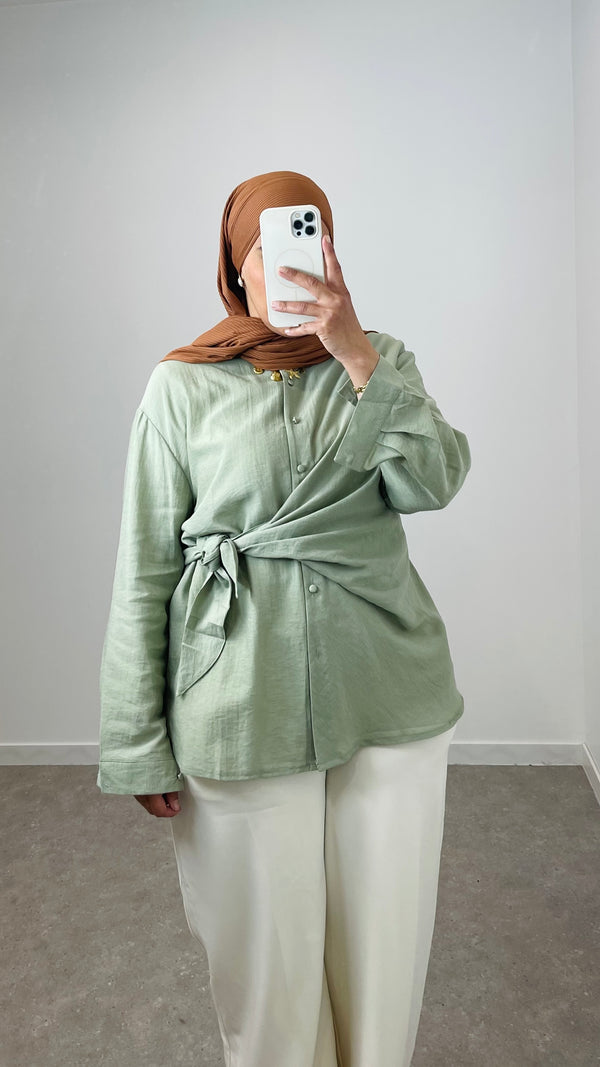 Chemise détail nœud - Vert