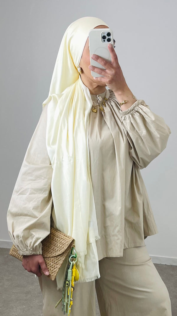 Blouse en popeline - Beige