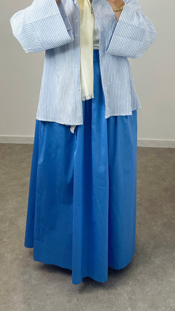 Jupe longue en popeline - bleu