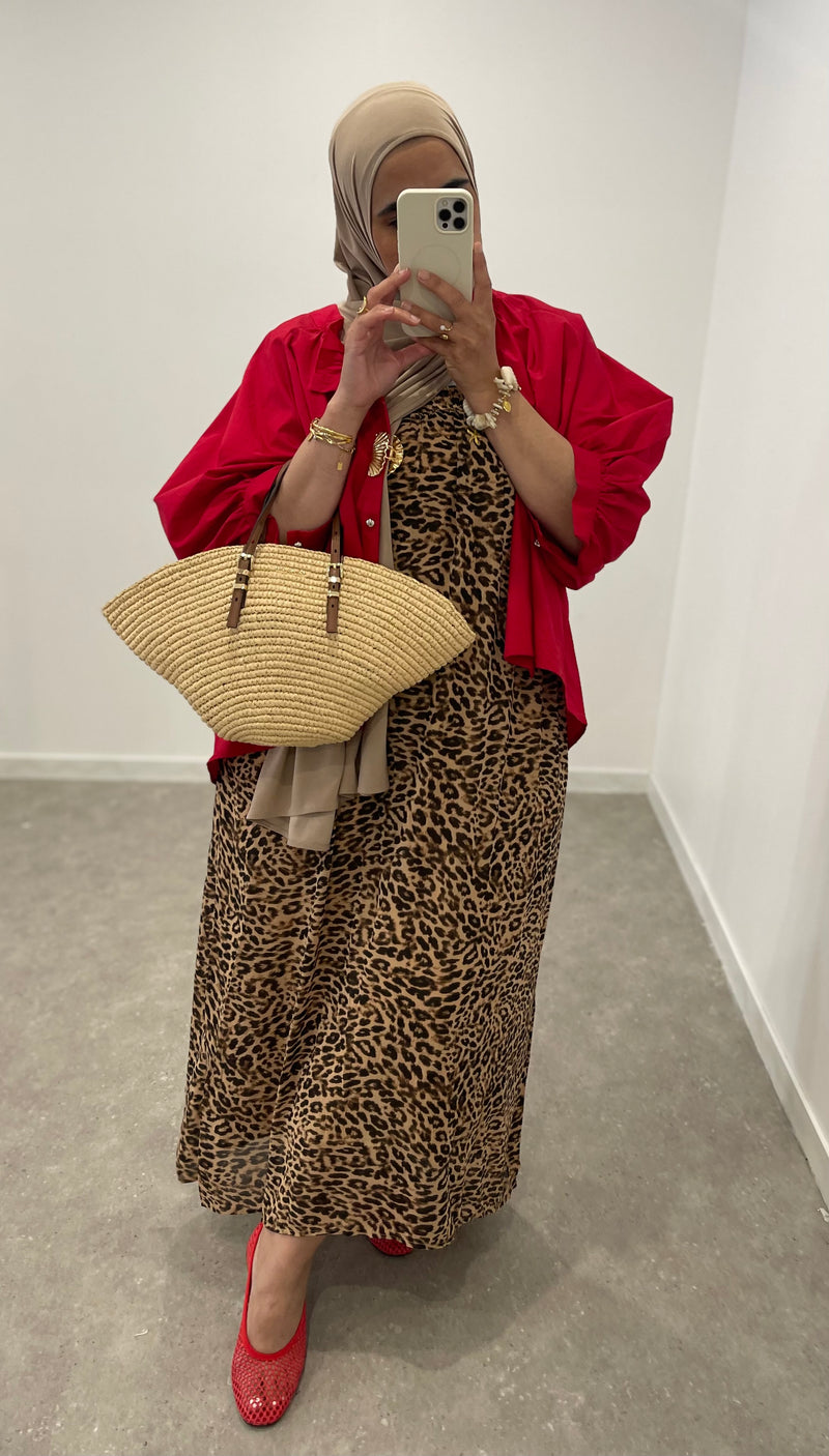 Robe imprimé léopard à bretelle