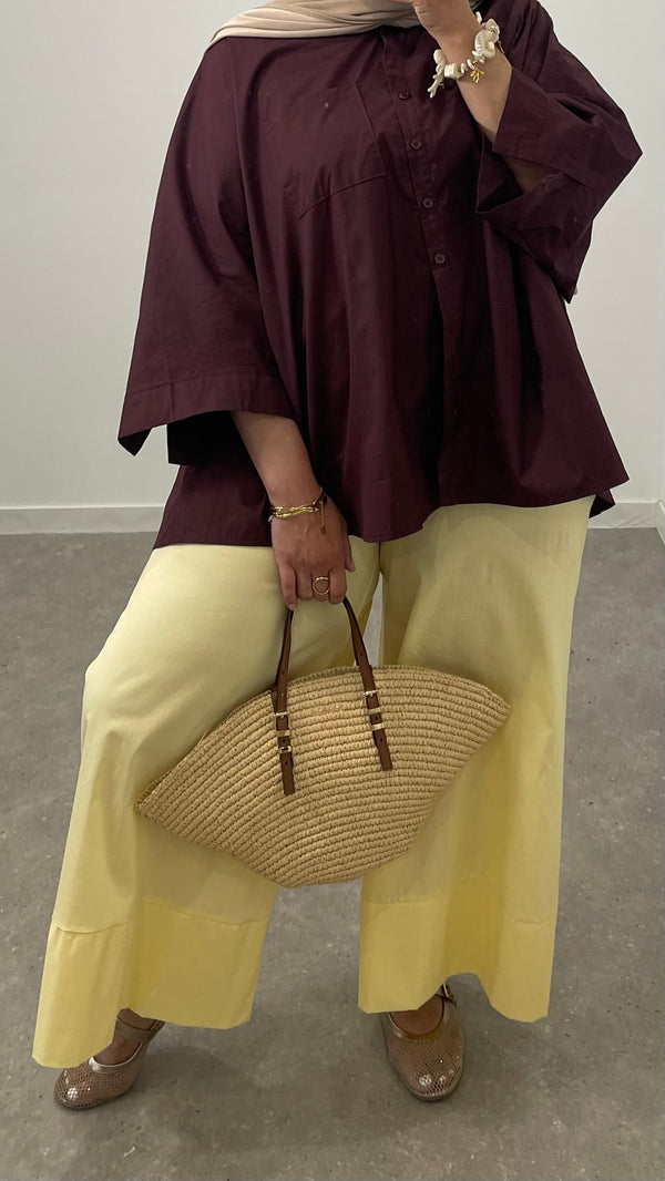 Pantalon large popeline jaune
