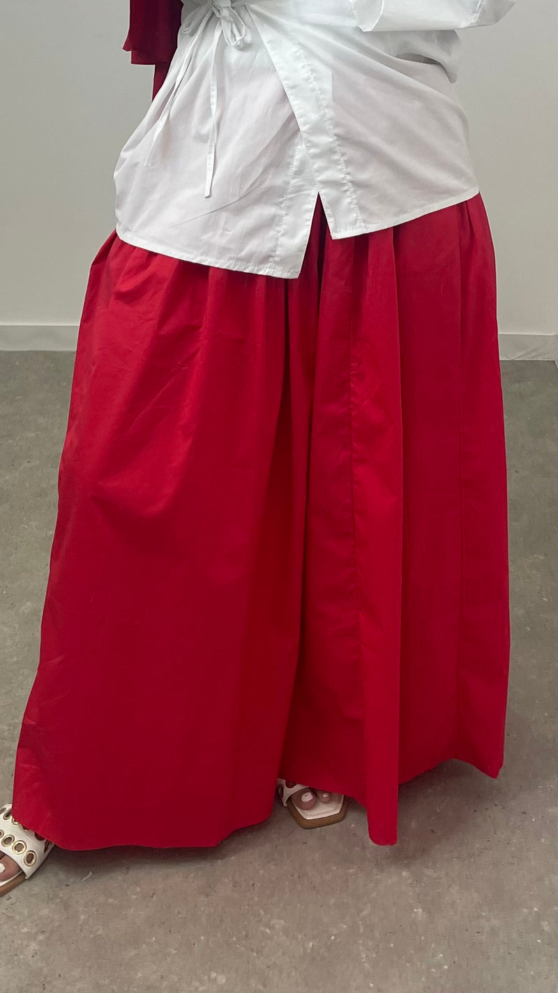 Jupe popeline rouge