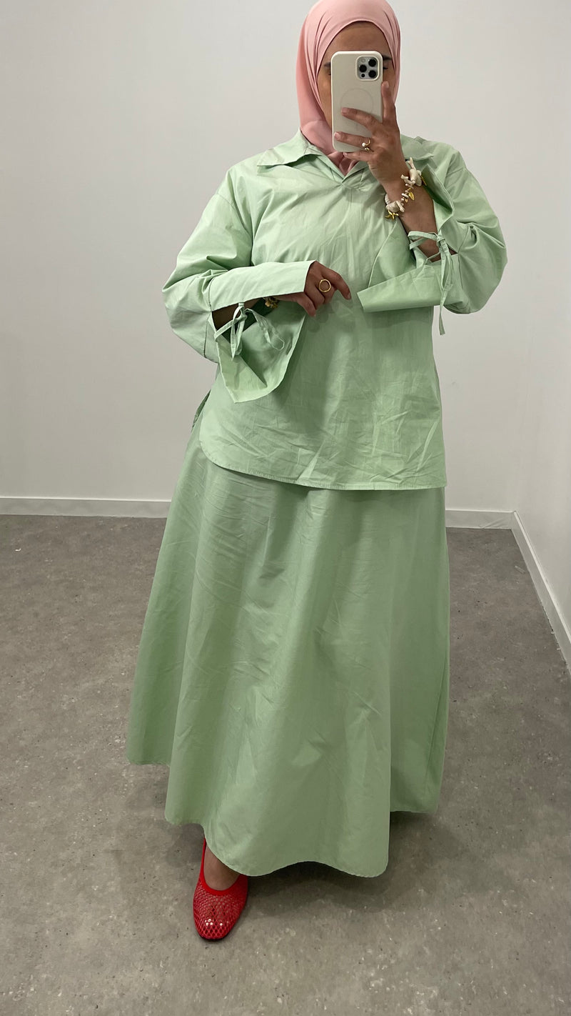 Ensemble popeline vert jade